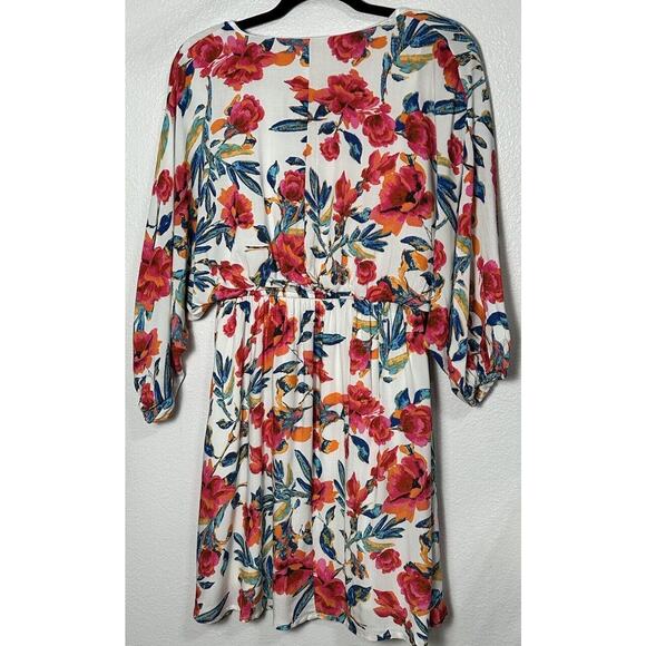 Andree by Unit Women’s Colorful Floral Printed Puff Sleeve Boho Dress Sz Medium - Picture 4 of 6